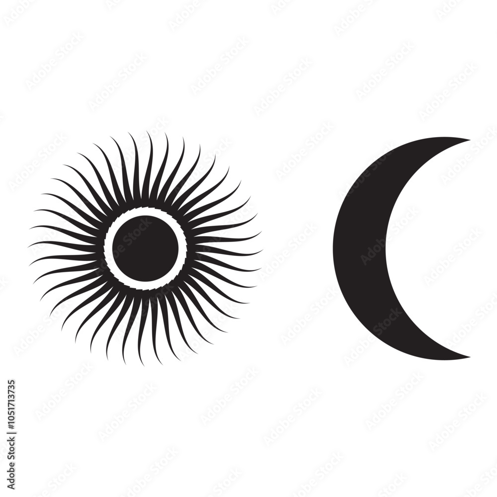 Fototapeta premium Sun and Moon icon vector. Day and night symbol. flat style Sun and moon isolated on white background. Vector illustration