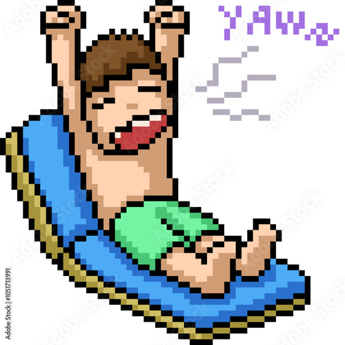 pixel art of man yawn stretch