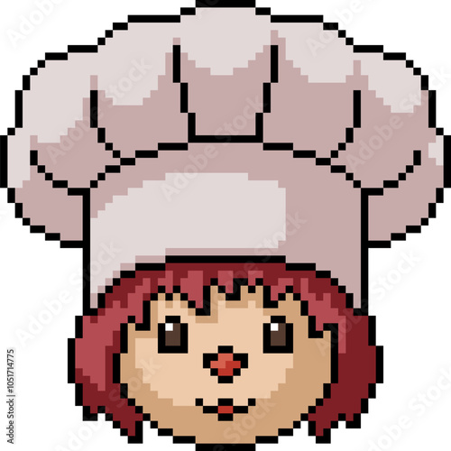 pixel art of kid chef hat