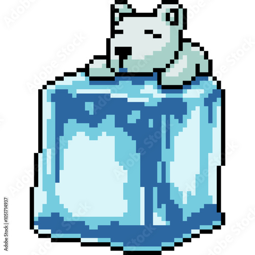 pixel art of ice cube polar bear