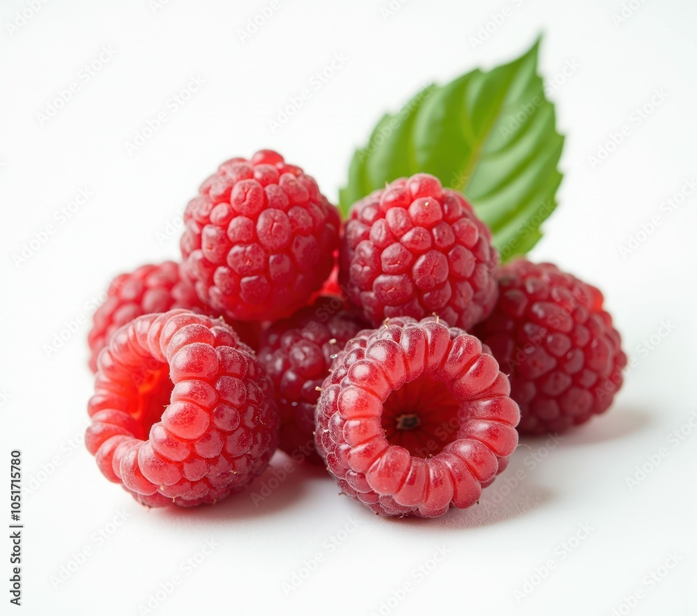 raspberries close up on white background raspberries close up on white background