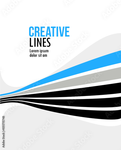 Creative lines vector abstract background, 3D perspective linear graphic design composition, stripes in dimensional rotation poster or banner.