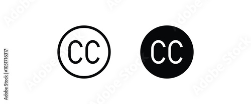 Closed captioning, initial letter CC logo design. CC bundle line and flat icons set, editable stroke isolated on white, linear vector outline illustration, symbol logo design style