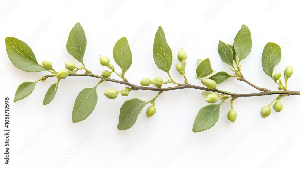 Fresh Mistletoe Branch on White Background Fresh Mistletoe Branch on White Background