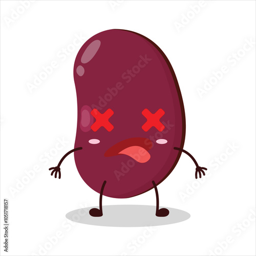 cute fainted expression of red bean character