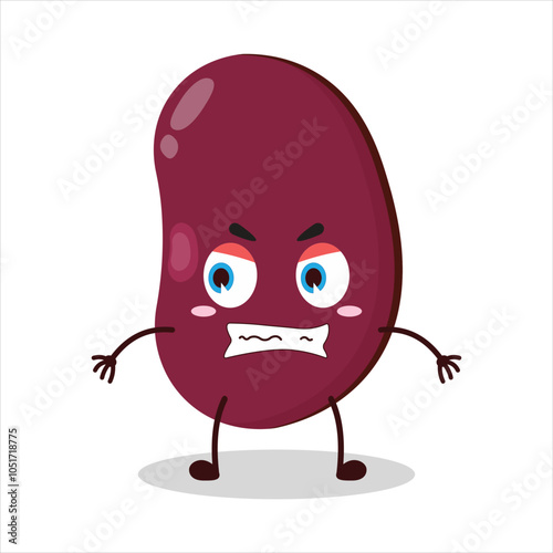 cute angry expression of red bean character