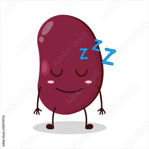 cute sleep expression of red bean character