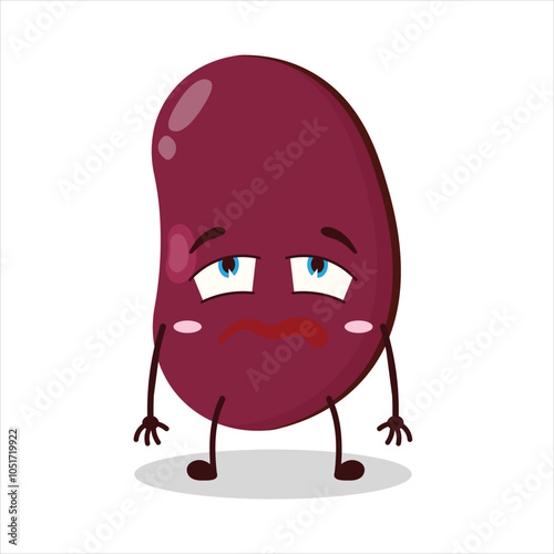 cute bored expression of red bean character