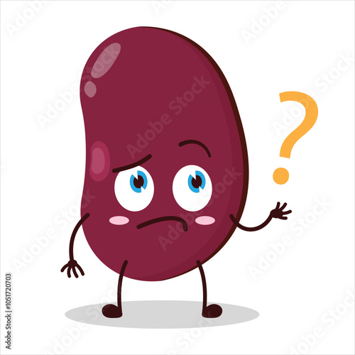 cute curious expression of red bean character