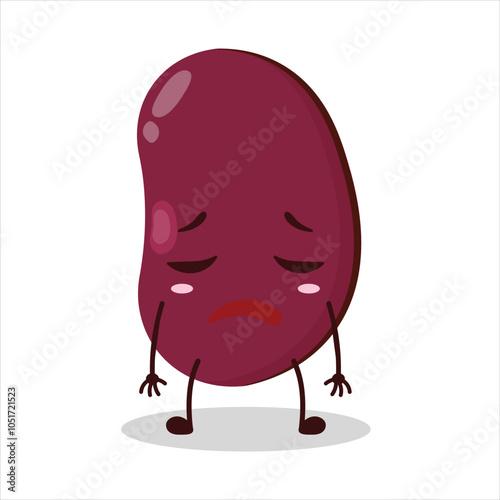 cute tired expression of red bean character