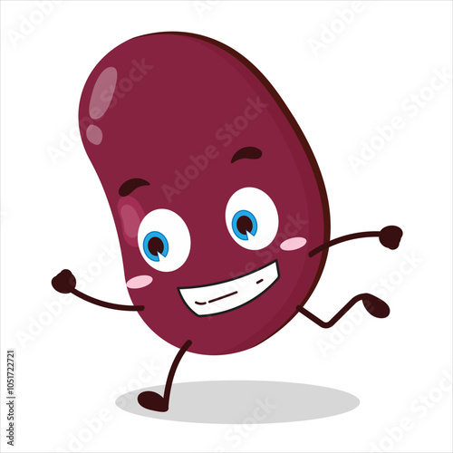 cute rush running expression of red bean character