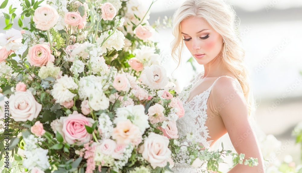 Naklejka premium Bridal Portrait with Flowers.