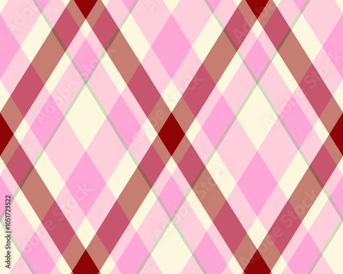 Argyle pattern of geometric rhombus. Harlequin check wallpaper design. Classic diamond shaped textile material for web background, print fabric clothing, sweater, wrapping paper, gift card, invitation