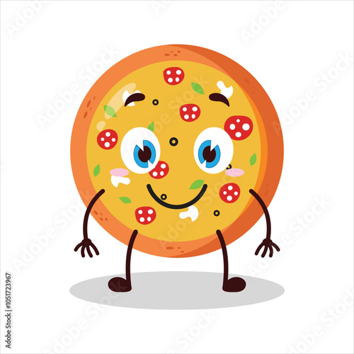 cute smile expression of pizza character
