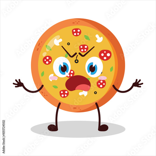 cute why expression of pizza character
