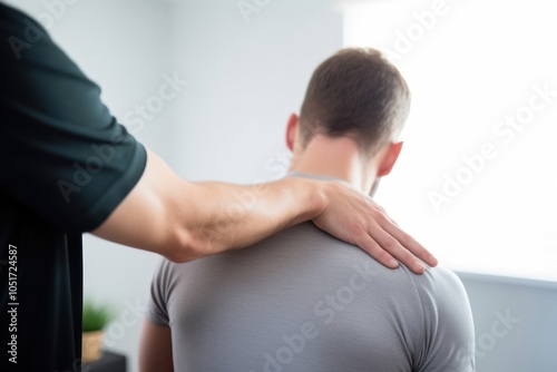 Chiropractor patient adult exercising. photo