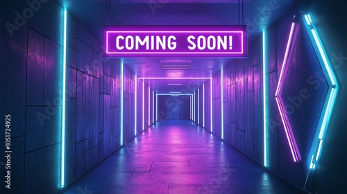 neon style coming soon futuric neon background design photo