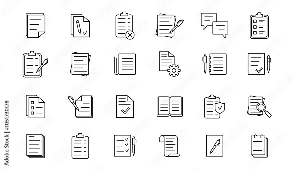 Document thin line icons set. Documents icons collection. File symbol. Vector illustration. Document thin line icons set. Documents icons collection. File symbol. Vector illustration.