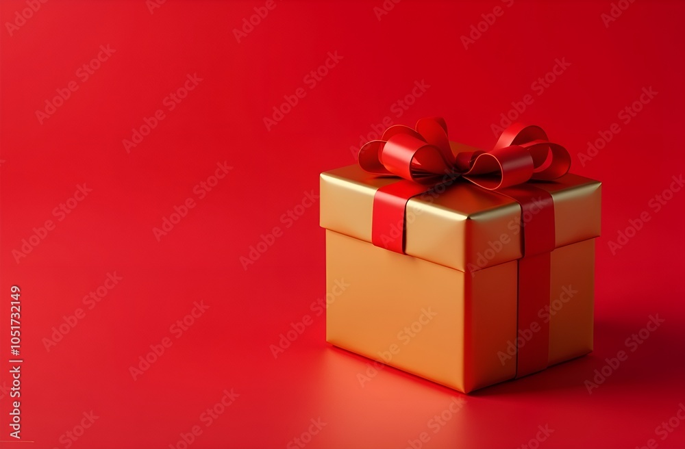 Obraz premium red background, gold gift box mockup