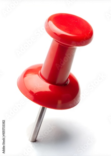 Red push pin on white background