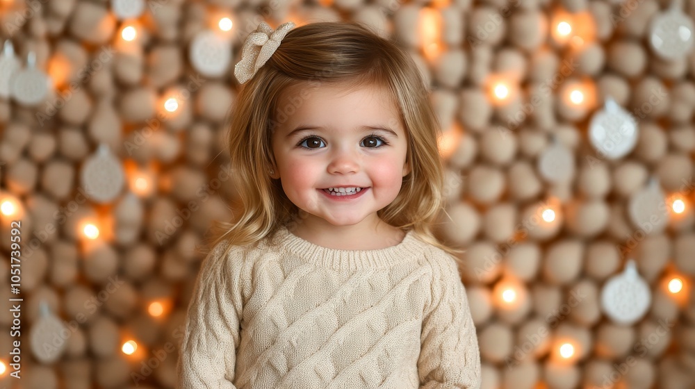 Child Celebrating Christmas:Adorable Little Girl in Festive Lights.Concept of holiday cheer, festive season, Christmas card design, children's photography, holiday advertising, greeting card design. Child Celebrating Christmas:Adorable Little Girl in Festive Lights.Concept of holiday cheer, festive season, Christmas card design, children's photography, holiday advertising, greeting card design.