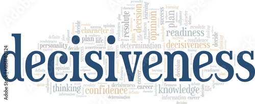 Decisiveness word cloud conceptual design isolated on white background.