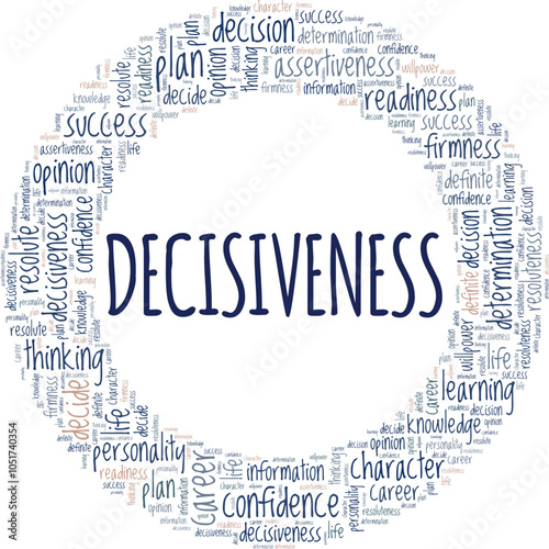 Decisiveness word cloud conceptual design isolated on white background.