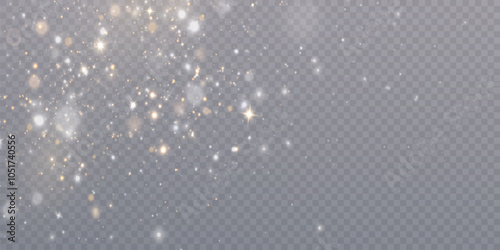 Holiday bokeh and glitter effect with bright dust particles and glare isolated on transparent background. Vector star cloud with glare and glitter.