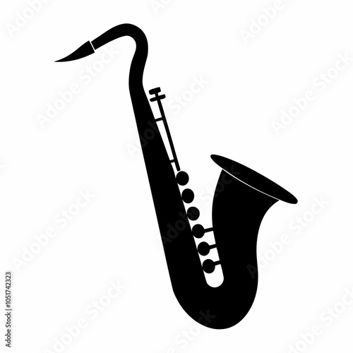 Saxophone silhouette vector illustration on white background