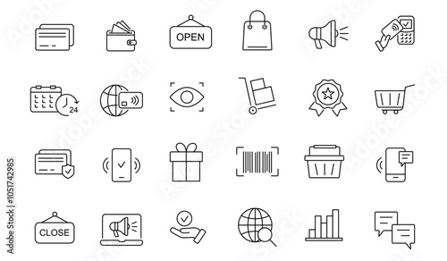 Money and finance line icons collection. Icons related to payment. Vector illustration