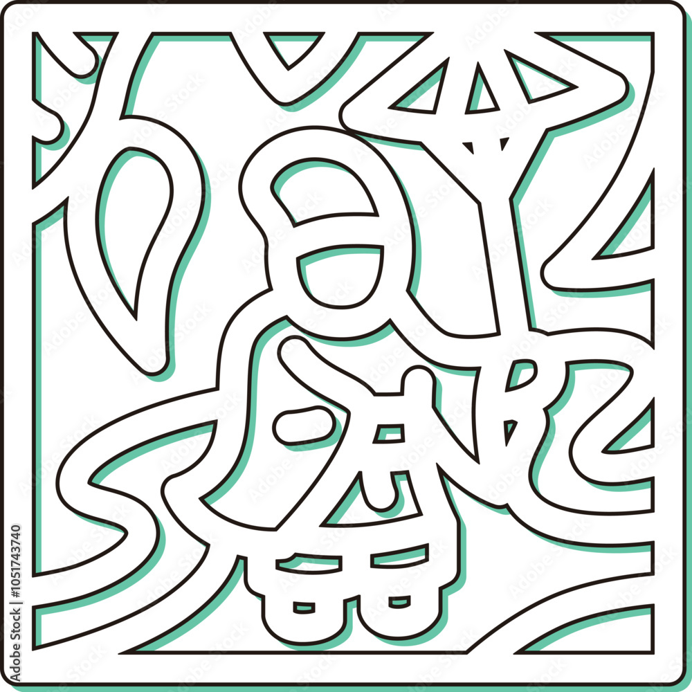 カラーシャドウ正方形ミニ花札アイコン　霜月　栃　11月　小野道風　栃に小野道風