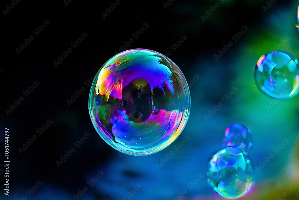 soap bubbleslight creates iridescent colors in floating soap bub Stock ...