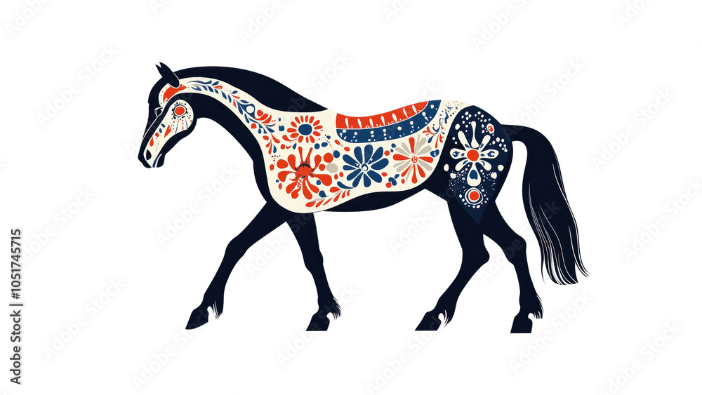 Obraz premium Ornate Horse with Floral Design