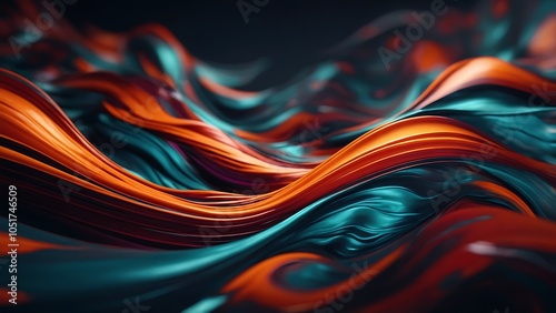 Vibrant Waves of Blue and Orange Flow Gracefully in an Abstract Design