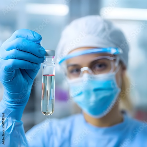 Scientist in Laboratory Handling Liquid Sample