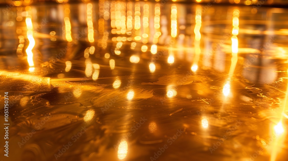 Golden Abstract Reflections with Warm Light