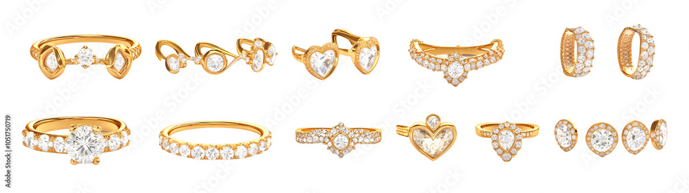 Luxury golden wedding ring with diamond isolated Luxury golden wedding ring with diamond isolated