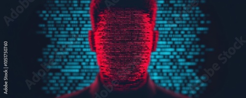 Employee in shadows accessing restricted data, digital matrix background, insider threat, security awareness