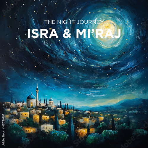 Isra miraj illustration, Al isra miraj concept background photo