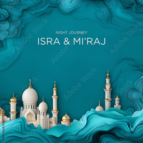 Isra miraj illustration, Al isra miraj concept background photo