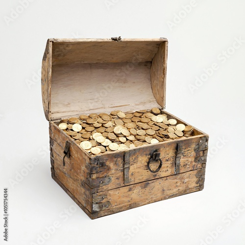 Detailed Treasure Chest: Gold and Jewels