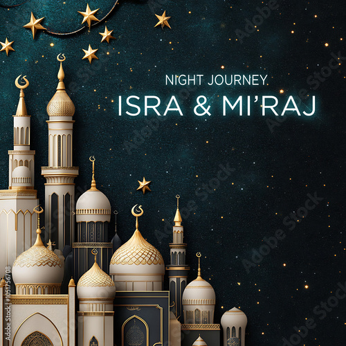 Isra miraj illustration, Al isra miraj concept background photo