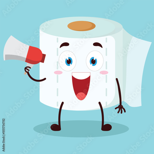 cute happy expression of mung bean  carry megaphone cartoon character