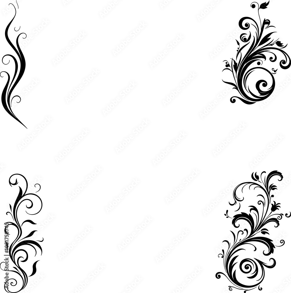 Calligraphic Design Elements Ornate Scroll flourishes filigree Swirl ornament stroke curls divider Calligraphic Design Elements Ornate Scroll flourishes filigree Swirl ornament stroke curls divider