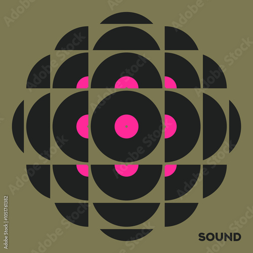 Vynil. Musical poster for your design. Music design elements for card, invitation, flyer. Music cover. Music background vector illustration. Vinyl records. Sound.