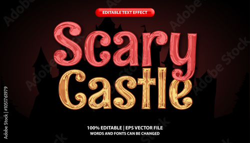 Scary castle editable text effect template, glossy neon effect, movie title style