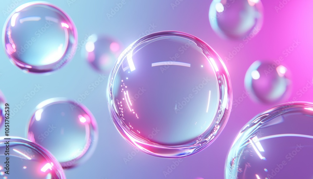 Obraz premium Organic cellular landscape with neon highlights and glowing structures, blending science fiction and biology, depicting cells floating in an ethereal space