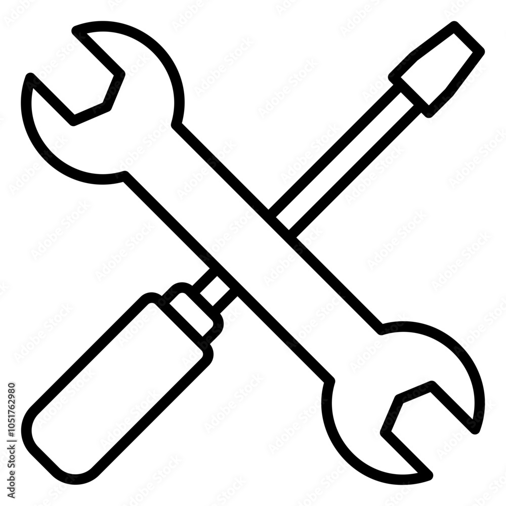 Wrench and screwdriver icons for maintenance repair Wrench and screwdriver icons for maintenance repair