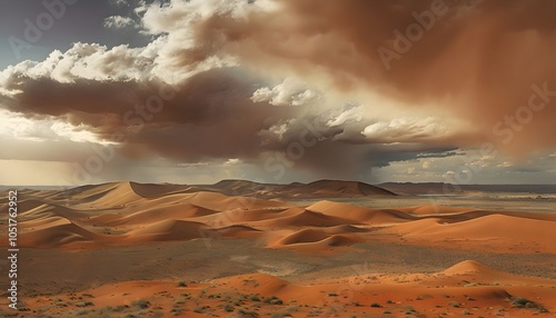 Clouds on Rolling Dunes of the Kalahari Desert