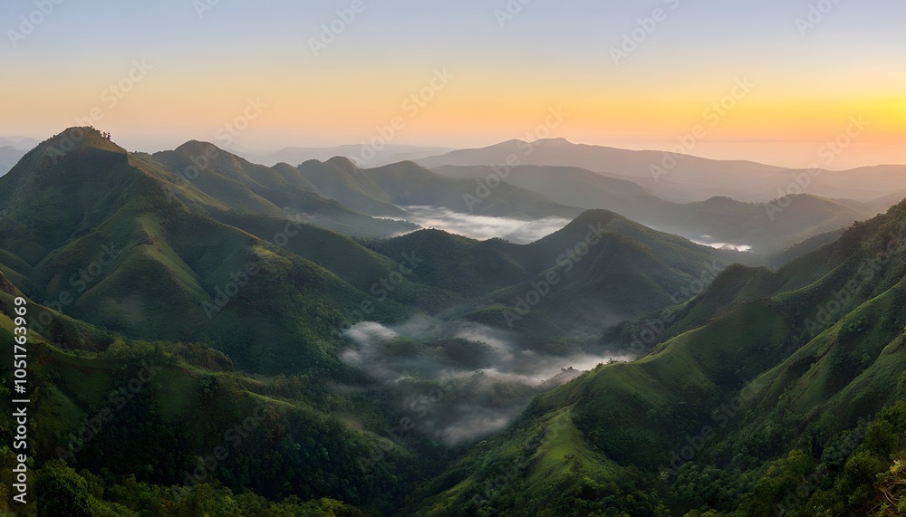 Obraz premium Green Hills and Dense Forests of the Atakora Mountains